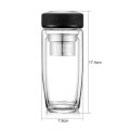 Personalized logo egg shape double wall borosilicate glass tea bottle flask tumbler with leather lid